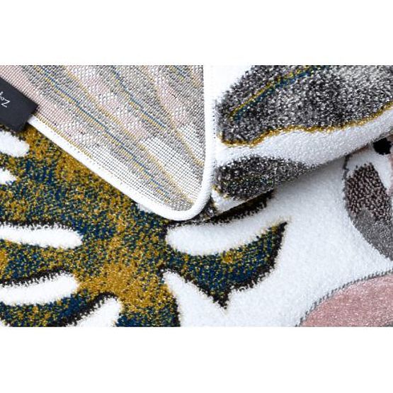 Tappeto GIARDINO, FENICOTTERI, FOGLIE DI MONSTERA, crema