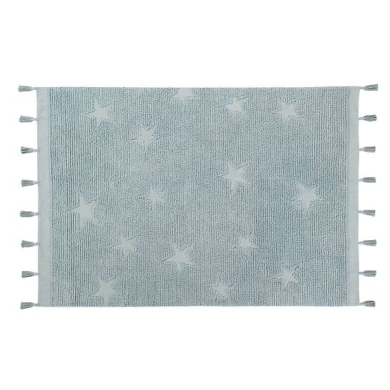 Tappeto in cotone Hippy Stars - Blu acqua