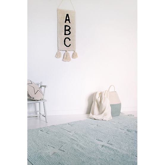 Tappeto in cotone Hippy Stars - Blu acqua