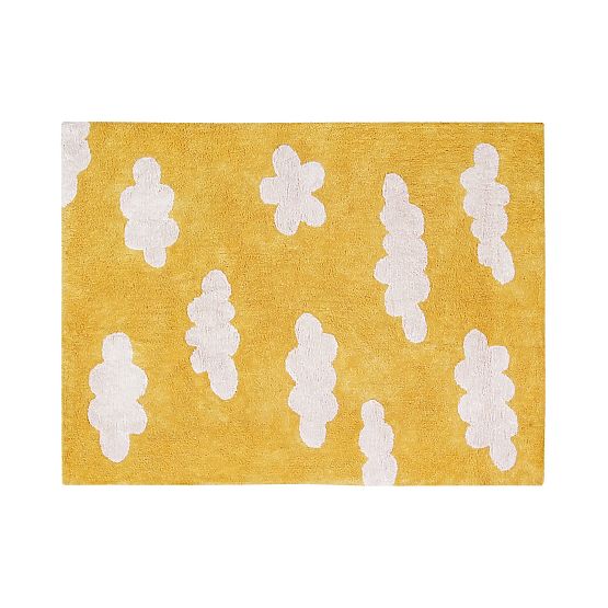 Tappeto in cotone per bambini - Nuvole senape