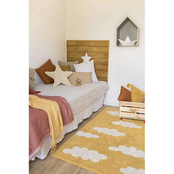 Tappeto in cotone per bambini - Nuvole senape
