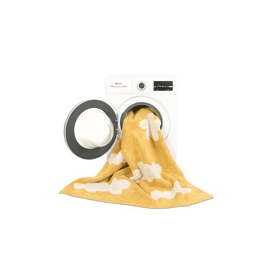 Tappeto in cotone per bambini - Nuvole senape