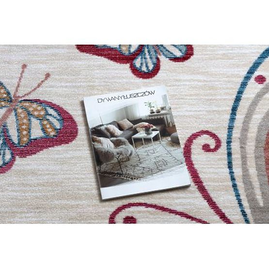 Tappeto moderno per bambini TOYS 75326 FARFALLA, forma irregolare, crema, rosso fucsia