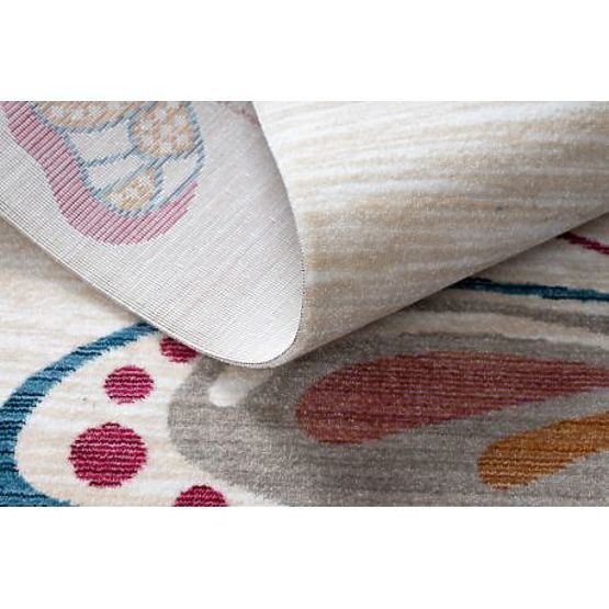 Tappeto moderno per bambini TOYS 75326 FARFALLA, forma irregolare, crema, rosso fucsia