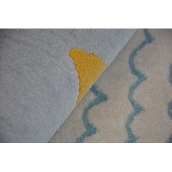 Tappeto PASTEL 18409/652 - Nuvola cuore UCCELLO Grigio CREMA turchese