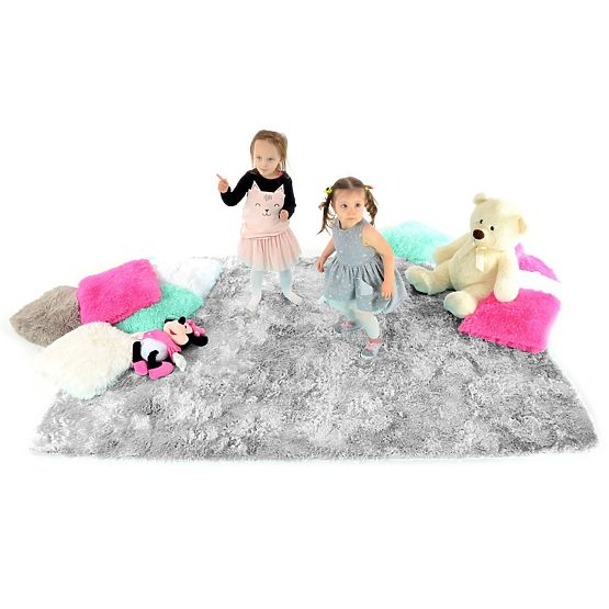 Tappeto peluche per bambini argento