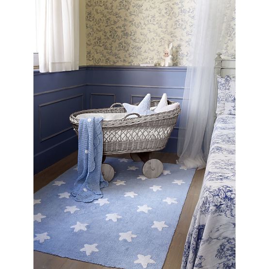 Tappeto per bambini con stelle Stelle Blu - Bianco