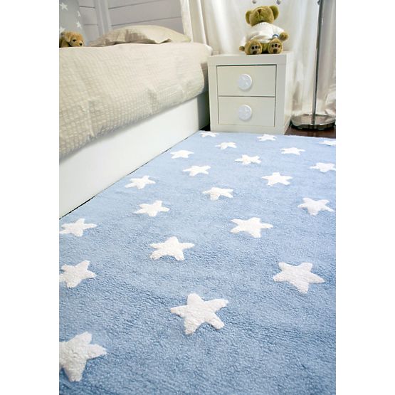 Tappeto per bambini con stelle Stelle Blu - Bianco