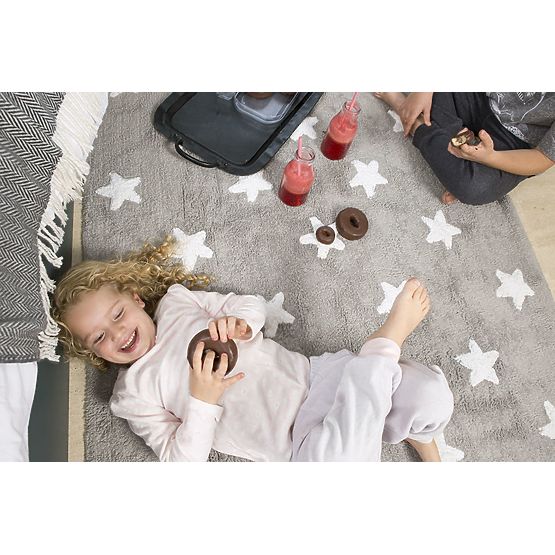 Tappeto per bambini con stelle Stelle Grigio - Bianco