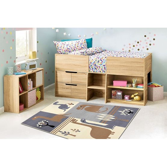 Tappeto per bambini Dinosaur World - grigio-marrone