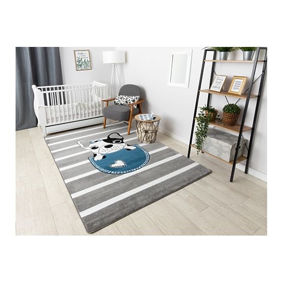 Tappeto per bambini PETIT - Bulldog - grigio-bianco