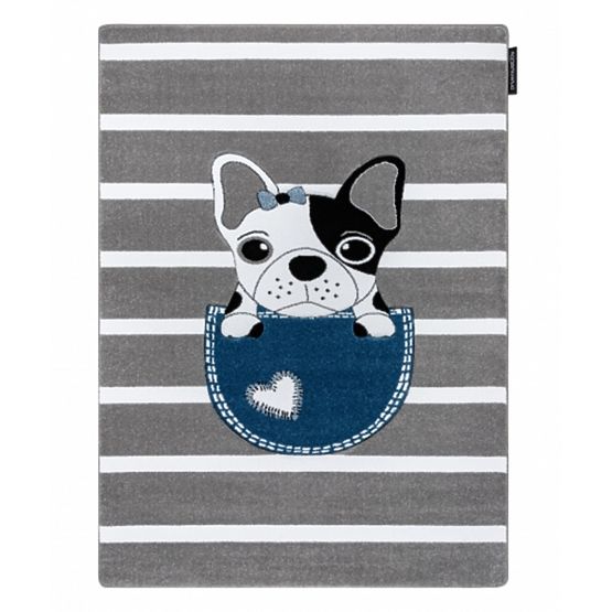 Tappeto per bambini PETIT - Bulldog - grigio-bianco