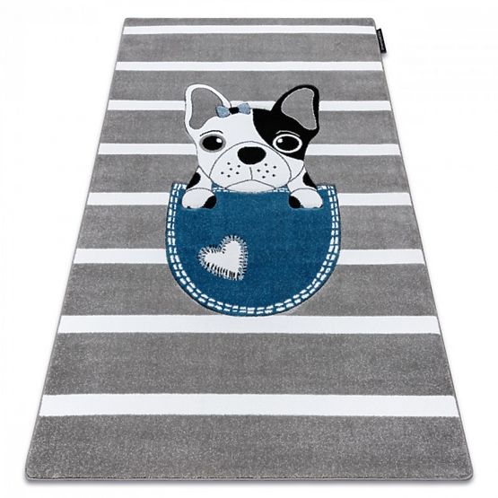 Tappeto per bambini PETIT - Bulldog - grigio-bianco