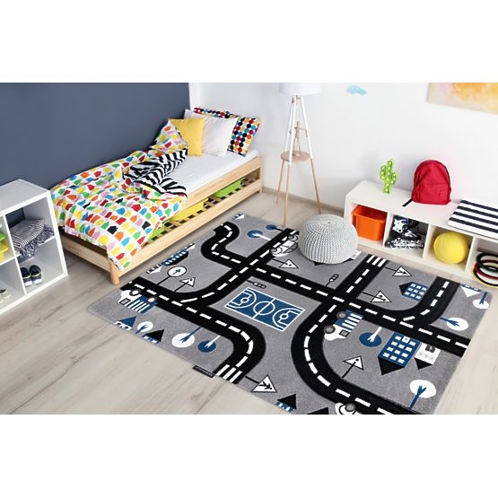 Tappeto per bambini PETIT - Strade e strade - grigio