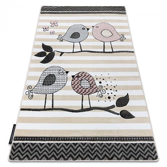 Tappeto per bambini PETIT - Uccelli - beige-bianco