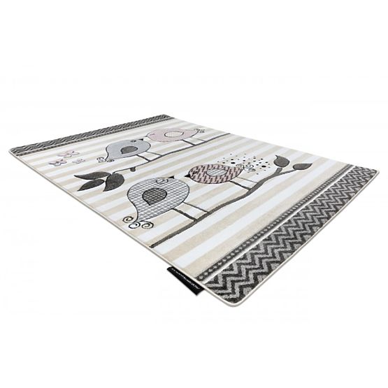 Tappeto per bambini PETIT - Uccelli - beige-bianco