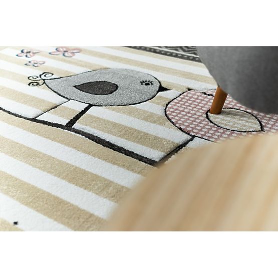 Tappeto per bambini PETIT - Uccelli - beige-bianco
