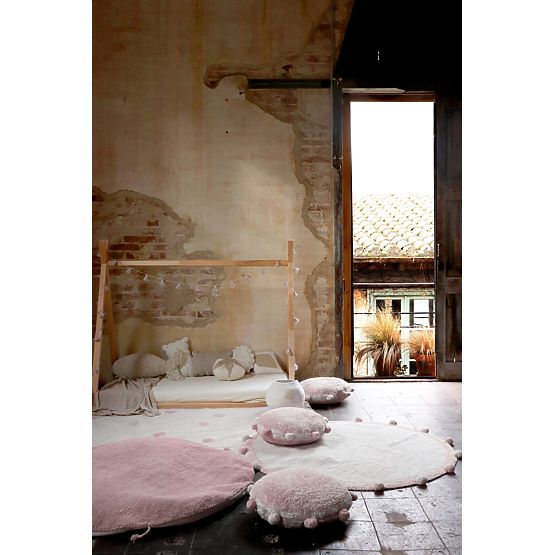 Tappeto rotondo in cotone Bubbly Natural - Vintage Nude