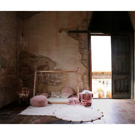 Tappeto rotondo in cotone Bubbly Natural - Vintage Nude