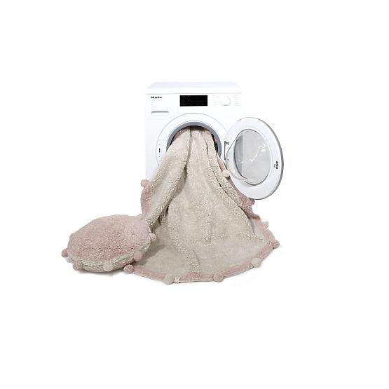 Tappeto rotondo in cotone Bubbly Natural - Vintage Nude