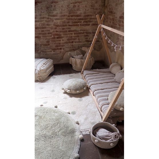 Tappeto rotondo in cotone Bubbly Olive - Naturale