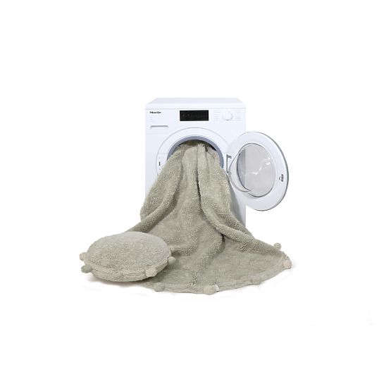 Tappeto rotondo in cotone Bubbly Olive - Naturale