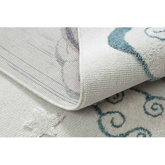 Tappeto YOYO GD49 bianco / grigio - Unicorno per bambini, strutturale, sensoriale Frange