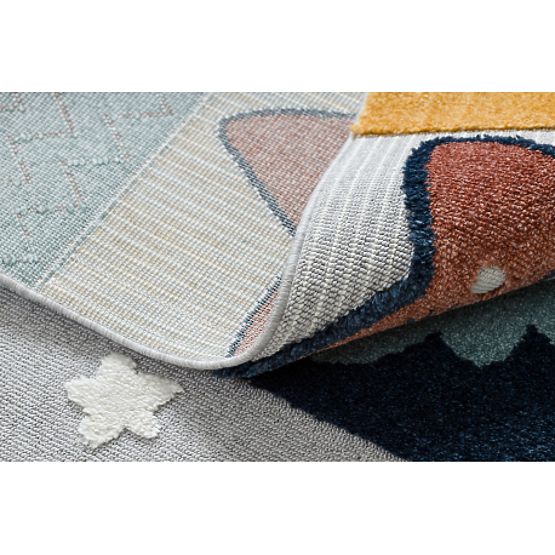 Tappeto YOYO GD52 grigio/giallo - stelle, nuvole, patchwork per bambini, strutturale, sensoriale Fra