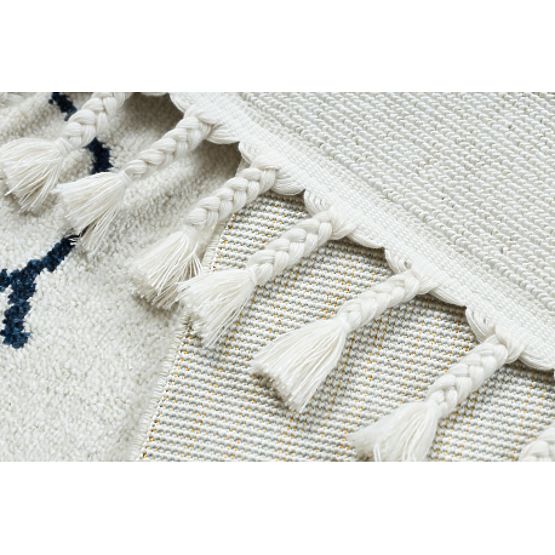 Tappeto YOYO GD63 bianco / blu scuro - Nuvola, gocce per bambini, strutturale, sensoriale Frange