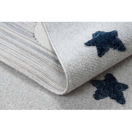 Tappeto YOYO GD75 grigio / bianco - stelle, cerchi per bambini, strutturale, sensoriale Frange