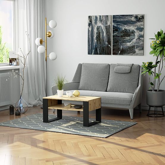 TAVOLINO DA CAFFÈ DOMI ROVERE ARTIGIANO / NERO