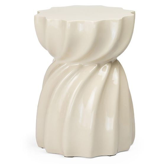 Tavolino laterale Bloom 35 cm, beige, lucido