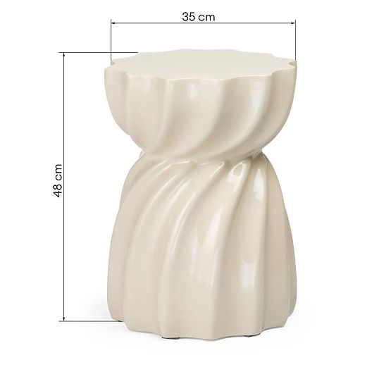 Tavolino laterale Bloom 35 cm, beige, lucido
