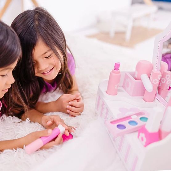 Tavolo cosmetico per bambini con specchio