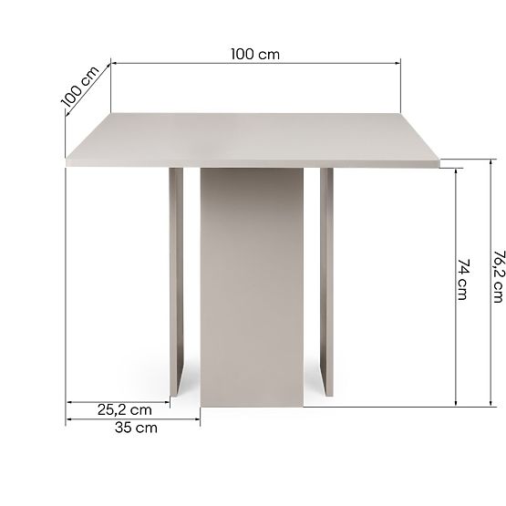 Tavolo da pranzo Gasper 100 cm, quadrato, color cashmere