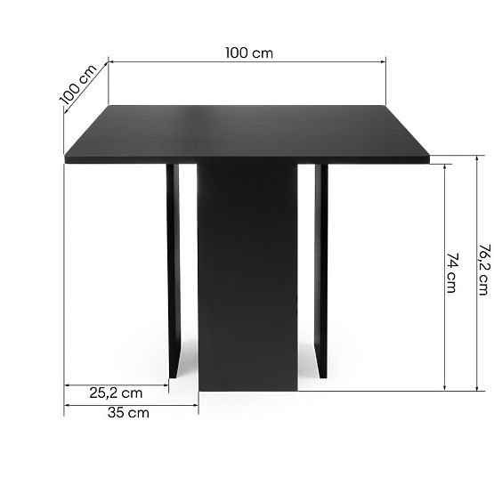 Tavolo da pranzo Gasper 100 cm, quadrato, nero