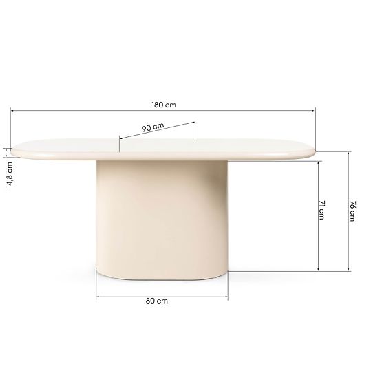 Tavolo da pranzo Modesto 180 cm, beige chiaro, lucido