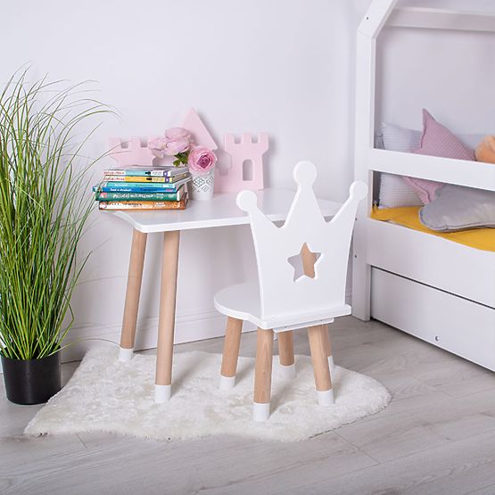 Tavolo per bambini con sedie - Corona - bianco