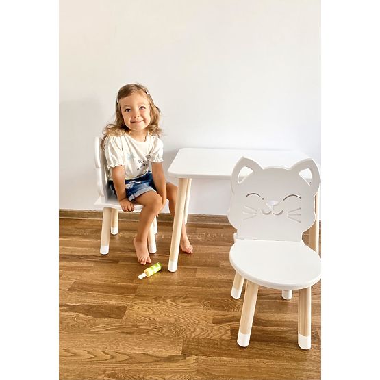 Tavolo per bambini con sedie - Gattino - bianco