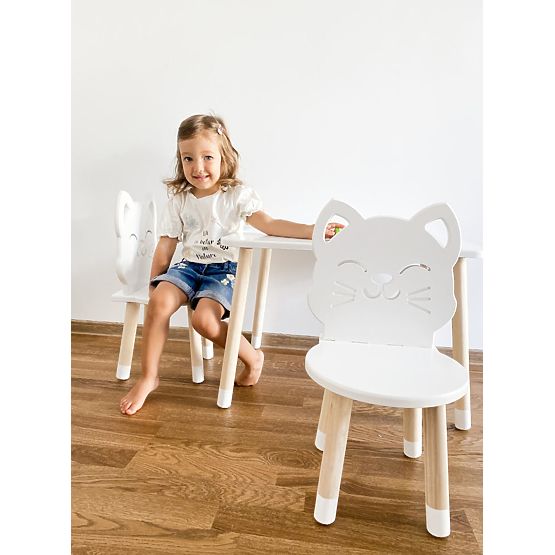 Tavolo per bambini con sedie - Gattino - bianco