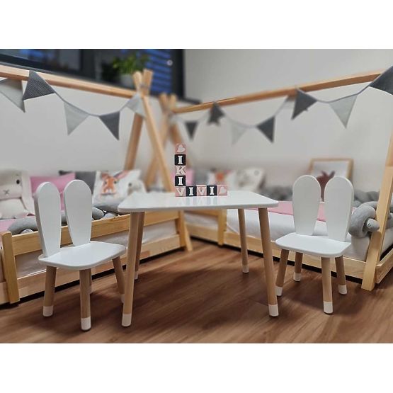 Tavolo per bambini con sedie - Orecchie - bianco