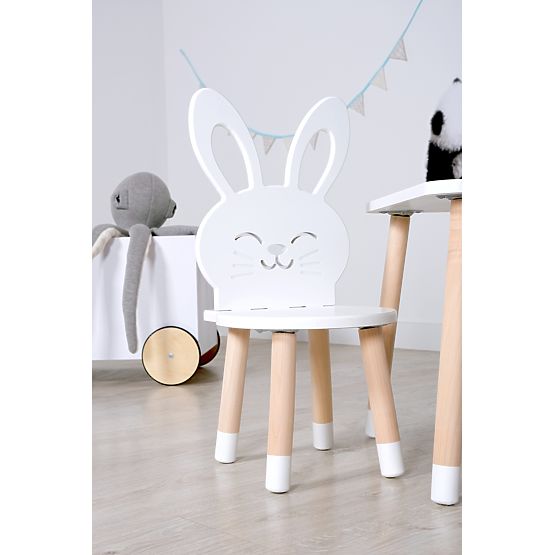 Tavolo per bambini con sedie - Coniglio - bianco