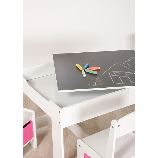 Tavolo per bambini Ourbaby con sedie con scatole rosa
