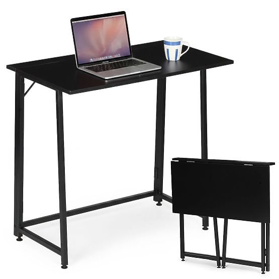 Tavolo pieghevole per computer 80x45 cm tavolino per notebook nero ModernHome
