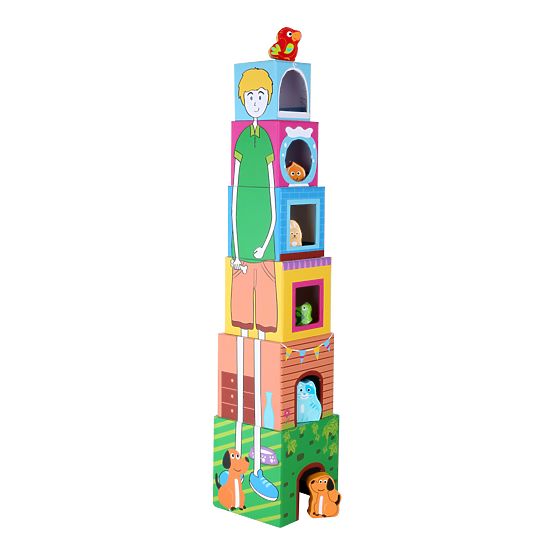 Torre cubica Small Foot con animali in legno