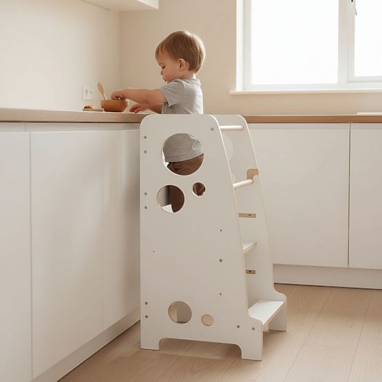 Torre di apprendimento Montessori Luna - bianca