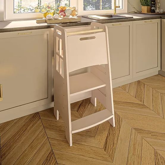 Torre di apprendimento Montessori in legno - bianca