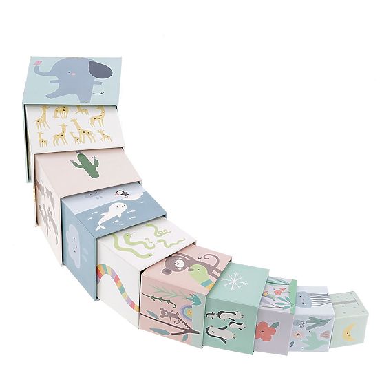 Torre pieghevole di cubi - animali del mondo con numeri 1-10