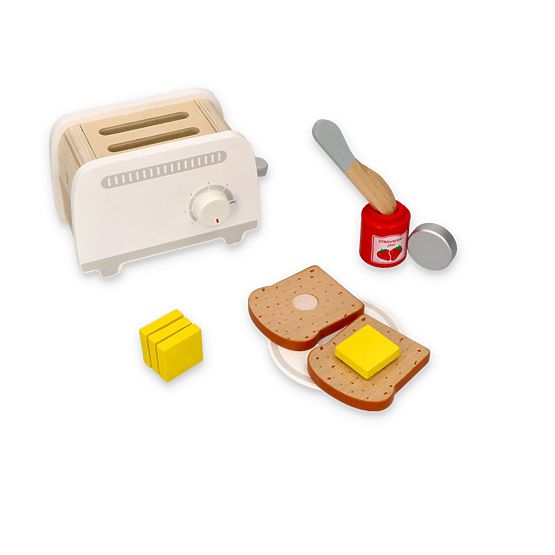 Tostapane in legno grigio giocattolo per bambini