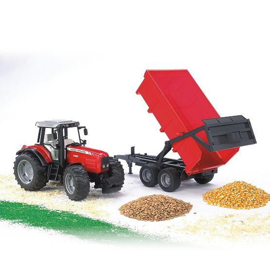 Trattore Bruder MASSEY FERGUSON con rimorchio ribaltabile rosso